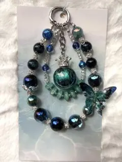 ハンドメイド 蝶モチーフ 携帯ストラップ