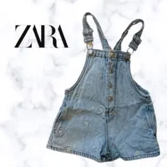 美品　《 zarababy 》ベビー服　80サイズ　デニムサロペット 花柄刺繍