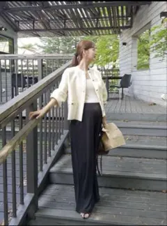 ユニクロ クレープジャージーストレートパンツ ブラック