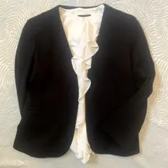 【Ballsey】 34 紺 ノーカラージャケット 七分袖 トゥモローランド