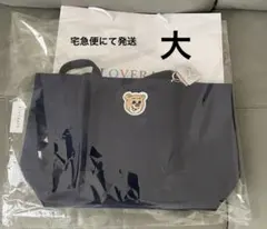 LOVERARYオールドテディワッペントートバッグ　 ネイビー　LL 大