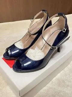 銀座かねまつ　新品21.5㎝　オープントゥハイヒール　箱付き