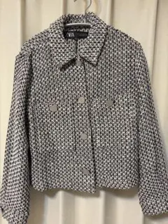 ZARA ツイードブルゾン ジャケット - メルカリ