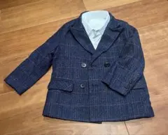 ネイビー チェックスーツ・ブレザーとベストセット