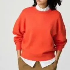 完売　ユニクロC スムースコットンクルーネックセーター オレンジ