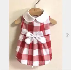 犬服　ハンドメイド　ギンガムチェック(赤)大