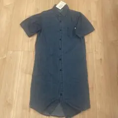 デニムブルー 半袖シャツワンピース