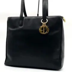 極美品✨ディオール カナージュ トートバッグ ロゴチャーム 肩掛け レザー 黒