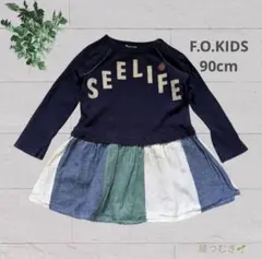 F.Okids 女の子　長袖ワンピース 子供服　秋冬　ドッキングワンピース