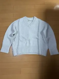 GALERIE VIE ファインウール VネックプルオーバーライトグレーS