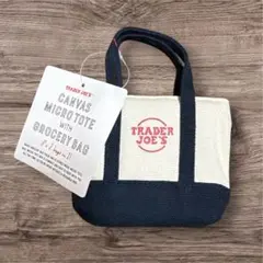 新品！TRADER JOE'S キャンバスミニトートバッグ　エコバッグ付き　紺