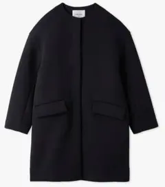 ミラオーウェン ノーカラーコート　ネイビーコート