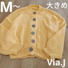M～LL　カーディガン　オレンジ　ビタミンカラー　ゆるだぼ　シアー　ニットのサムネイル