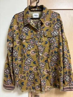 ZARA 花柄 刺繍 シャツジャケット Lサイズのサムネイル