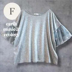 earth music&ecology フレア袖 花柄 バラ 刺繍 Tシャツ