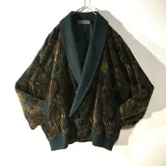 【個性派古着】日本製　コーデュロイブルゾン　ショールカラー　カーディガン　L