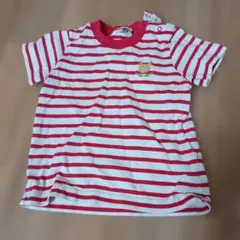 ミキハウス 赤と白のストライプ Tシャツ 90