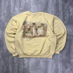 ジャージーズ メキシコ製 アニマルプリント 猫 スウェット イエロー 6339