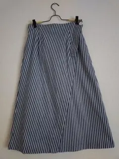 デニム ストライプ ロングスカート　ハルメク
