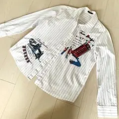【希少】ロンドンの街並み　長袖シャツ　トップス　Mサイズ　白　ブラウスのサムネイル