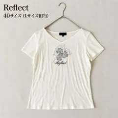 リフレクト フラワープリント Vネック 半袖Tシャツ（40）Lサイズ コットンのサムネイル