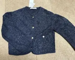 nano universe リボンヤーンニットジャケット　ネイビー　新品タグ付き