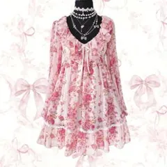 y2k LIZ LISA ミニワンピ 花柄 姫カジ 姫ギャル 平成ギャル フリル