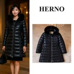 美品 ヘルノ ELISA フォックスファー ロング ダウンコート ジップ 