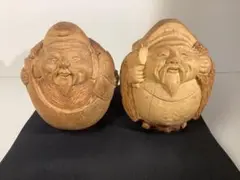 木彫　えびす・大黒 置物2体セット