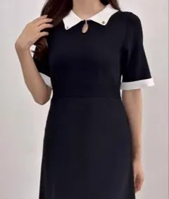 【新品】JUNOAH バイカラーワンピース ブラック×ホワイト