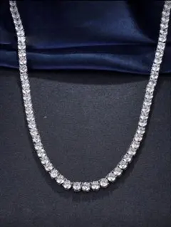 【極上の輝き】CZダイヤ テニスチェーンネックレスシルバー HIPHOP