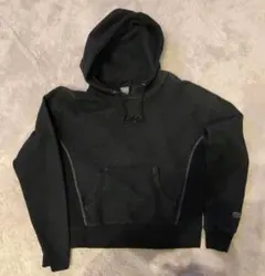 Champion Reverse Weave ブラック パーカー後染め