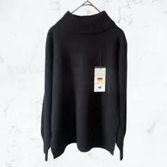 13414 新品 カシミヤタッチ モックネック ニット プルオーバー 黒 洗える