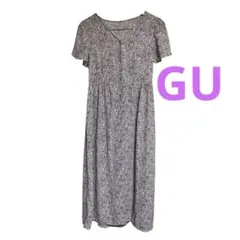 GU ピンク　花柄　ロング　ワンピース　カーディガン　半袖