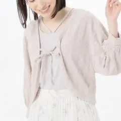 Honeys 7分袖リボン付きボレロカーディガン　Mのサムネイル