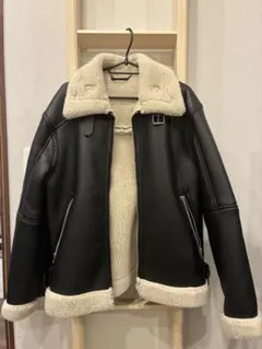 ZARA フェイクレザー ボア フライトジャケット