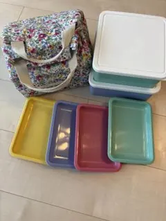 値下げ⭐︎中古★アフタヌーンティー　お弁当箱　お重　専用花柄バッグ付き