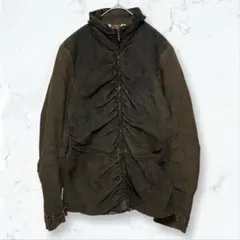 k0039 エストネーション レザージャケット 茶 42 異素材 ドッキングのサムネイル
