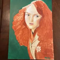 アクリル画【赤毛の女性】
