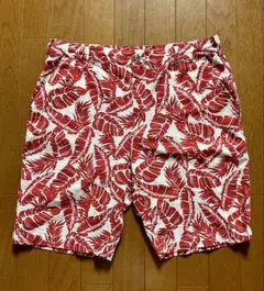 SINACOVAシナコバ紐付きリーフ柄プリント縮緬加工ハーフパンツLLのサムネイル
