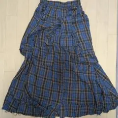 JEANASIS　ロングチェックスカート　ブルー