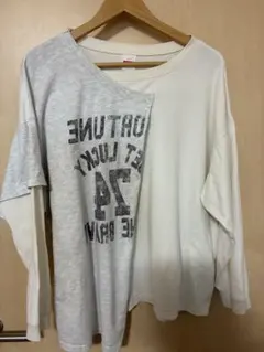 Niko and ホワイト/グレー 長袖Tシャツ 片側プリントのサムネイル
