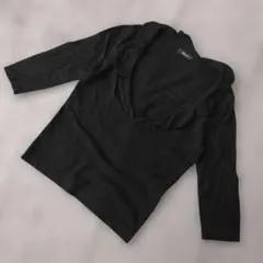 b2952 COMME CA ISM【M】ブラック フリルVネック