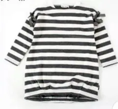 ①Noeil aime BeBe フリース ボーダーワンピース グレー　90