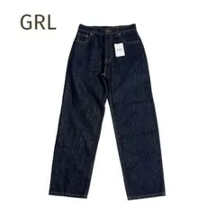新品タグ付☆GRL☆濃紺デニム ジーンズ Gパン ワイド サイズL