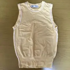 ZARA コントラストトリムプレーンニットトップス