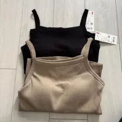 UNIQLOスクエアネックブラキャミソール2枚セット Sサイズ 黒・ベージュ