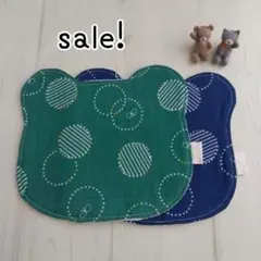 sale!　くま型ハンカチ　水玉とちょうちょ柄