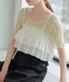 Kastane シアーレースプルオーバー　/シアーカットソー、Tシャツ、トップス