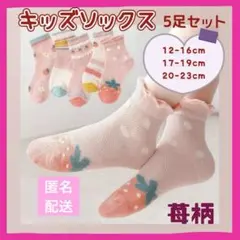 子ども用 靴下 5足セット キッズソックス 通園 通学 女の子 かわいい イチゴ